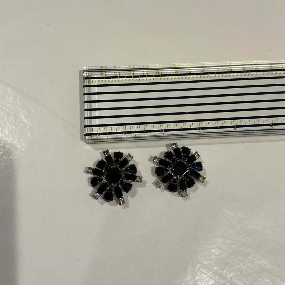 Albert Weiss Black and Silver stoned button covers (earrings converted) - Picture 12 of 12
